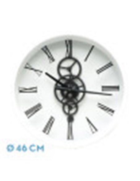 Reloj De Pared Duque Blanco/negro 46x46x7cm Engranajes Con Movimiento