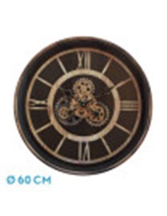 Reloj De Pared Durcal Marron/haya/oro 60x60x8cm Engranajes Con Movimiento 2