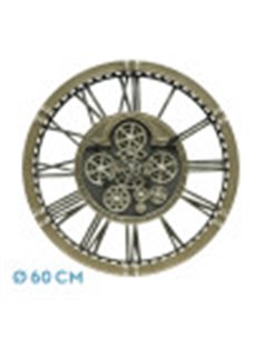 Reloj De Pared Agron Cuero 60x60x7cm Engranajes Con Movimiento 2