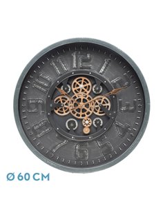 Reloj De Pared Albox Negro 60x60x7cm Engranajes Con Movimiento