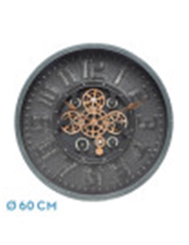 Reloj De Pared Albox Negro 60x60x7cm Engranajes Con Movimiento