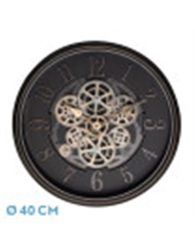 Reloj De Pared Ardales Marrón/Cuero 40x40x7cm Engranajes Con Movimiento