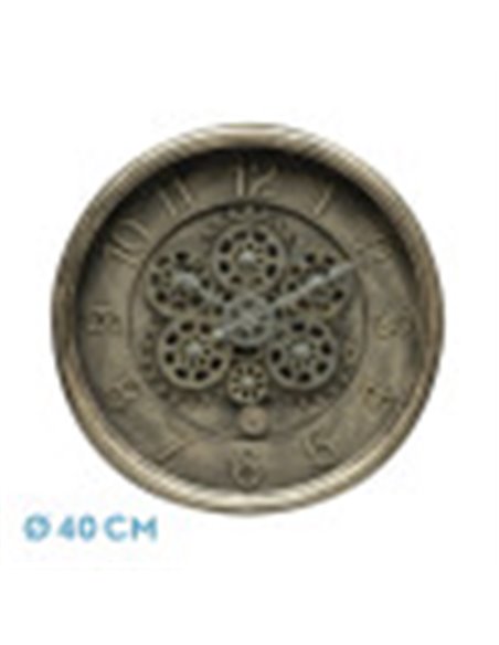 Reloj De Pared Atarfe Oro Rustico 40x40x7cm Engranajes Con Movimiento