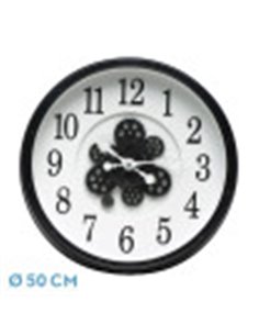 Reloj De Pared Berrocal Negro/blanco 50x50x6cm Engranajes Con Movimiento 2