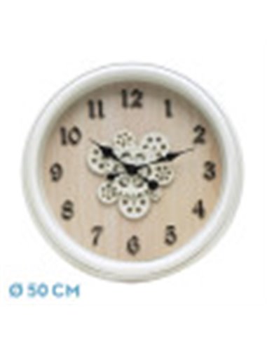 Reloj De Pared Berrocal Blanco/Haya 50x50x6cm Engranajes Con Movimiento