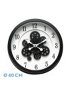 Reloj De Pared Bubion Negro/blanco 40x40x7cm Engranajes Con Movimiento 2