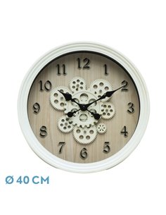 Reloj De Pared Coripe Blanco/Haya 40x40x7cm Engranajes Con Movimiento