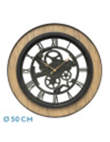 Reloj De Pared Rubite Negro/roble 50x50x5 Cm Movimiento Continuo