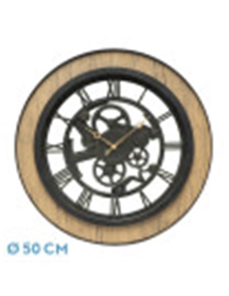 Reloj De Pared Rubite Negro/roble 50x50x5 Cm Movimiento Continuo