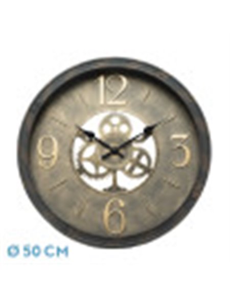Reloj De Pared Torrox Cuero 50x50x5 Cm Movimiento Continuo