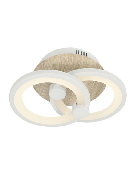 Plafon Sydney 32w 3000-4000-6500k Blanco/madera Clara 14x 30x20cm 4160 Lm Remoto,regulable,memoria