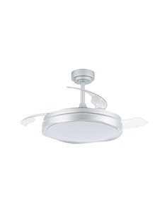 Ventilador LED aspas retráctiles Oku plata 72W 7920Lm CCT