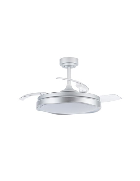Ventilador LED aspas retráctiles Oku Blanco 72W 7920Lm CCT