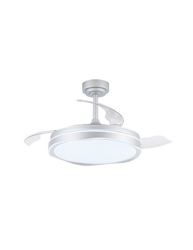 Ventilador LED aspas retráctiles Oku Blanco 72W 7920Lm CCT