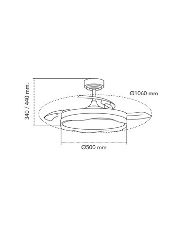 Ventilador LED aspas retráctiles Oku Blanco 72W 7920Lm CCT