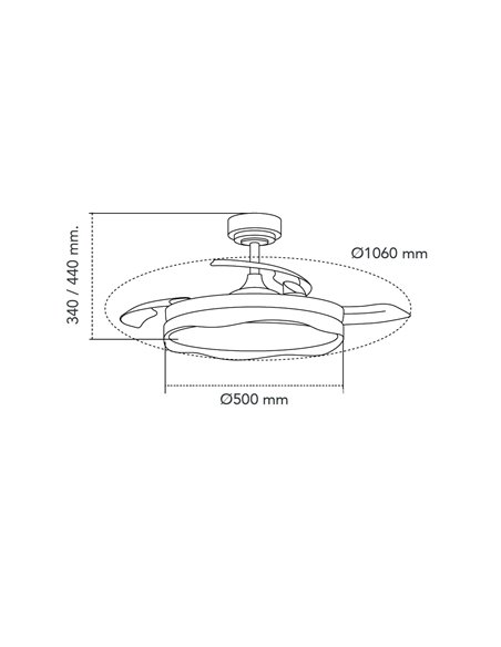 Ventilador LED aspas retráctiles Oku Blanco 72W 7920Lm CCT