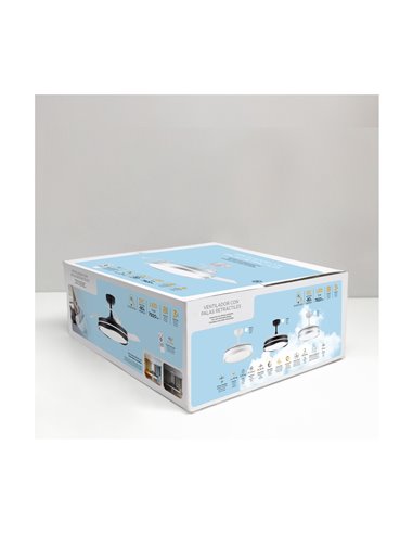 Ventilador LED aspas retráctiles Oku Blanco 72W 7920Lm CCT