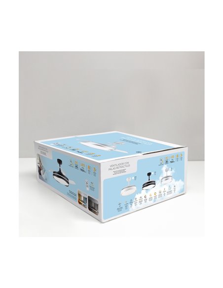 Ventilador LED aspas retráctiles Oku Blanco 72W 7920Lm CCT