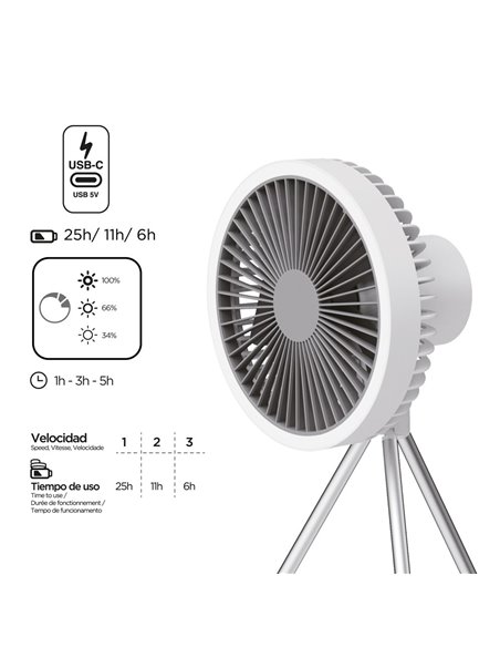 Ventilador portátil recargable LED Brise 5.5W Dim