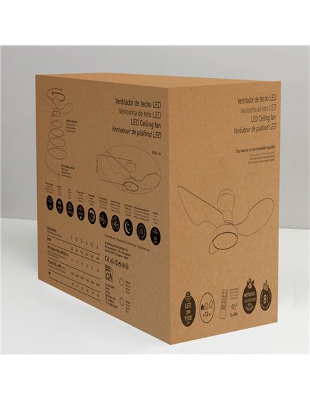 Ventilador de techo LED Reel Negro 20W 1900Lm CCT Dim