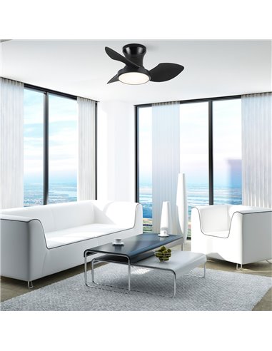 Ventilador de techo LED Reel Negro 20W 1900Lm CCT Dim