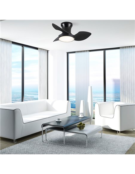 Ventilador de techo LED Reel Negro 20W 1900Lm CCT Dim