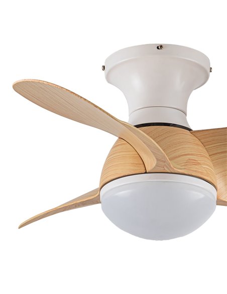 Ventilador LED Epona Blanco+Madera 20W 2000Lm CCT Dim