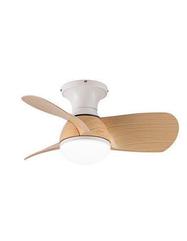 Ventilador LED Epona Blanco+Madera 20W 2000Lm CCT Dim