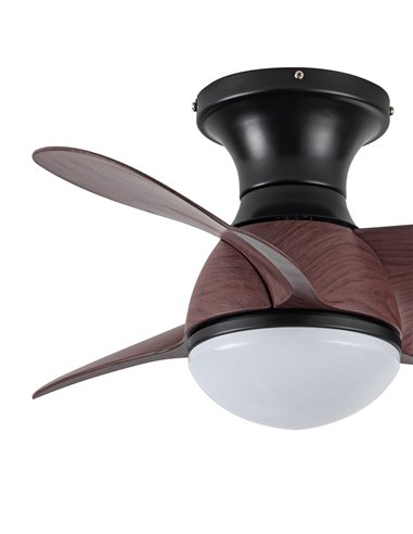 Ventilador LED Epona Negro+Madera 20W 2000Lm CCT Dim