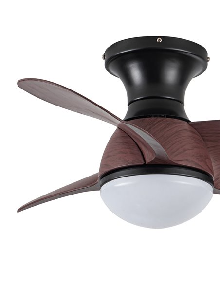 Ventilador LED Epona Negro+Madera 20W 2000Lm CCT Dim