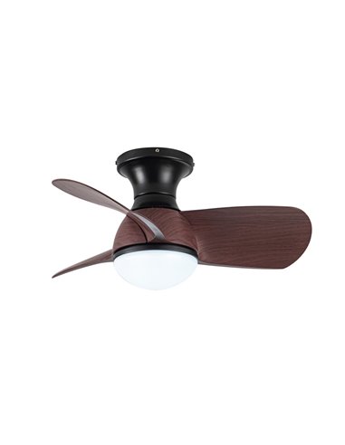 Ventilador LED Epona Negro+Madera 20W 2000Lm CCT Dim