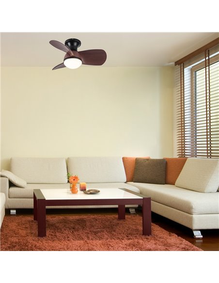 Ventilador LED Epona Negro+Madera 20W 2000Lm CCT Dim