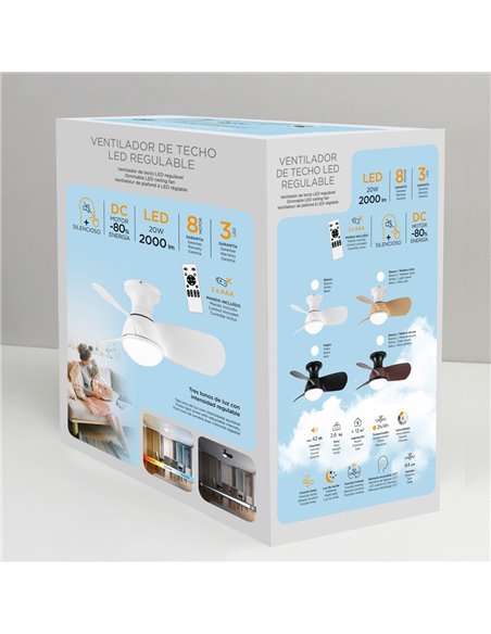 Ventilador LED Epona Negro 20W 2000Lm CCT Dim