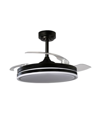 Ventilador LED aspas plegables Moss Negro 72W 7920Lm CCT Dim