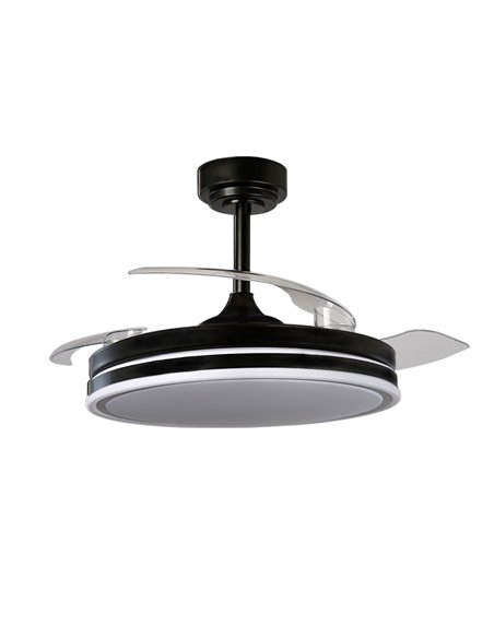 Ventilador LED aspas plegables Moss Negro 72W 7920Lm CCT Dim