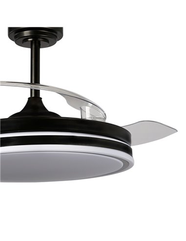 Ventilador LED aspas plegables Moss Negro 72W 7920Lm CCT Dim
