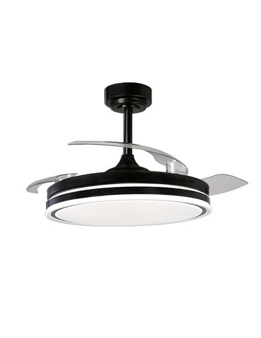 Ventilador LED aspas plegables Moss Negro 72W 7920Lm CCT Dim