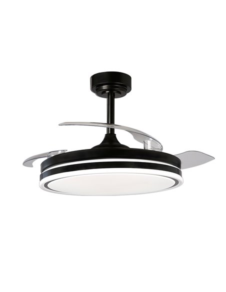 Ventilador LED aspas plegables Moss Negro 72W 7920Lm CCT Dim