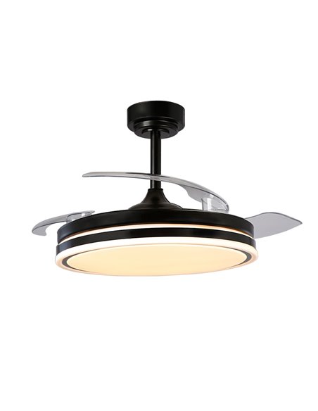 Ventilador LED aspas plegables Moss Negro 72W 7920Lm CCT Dim