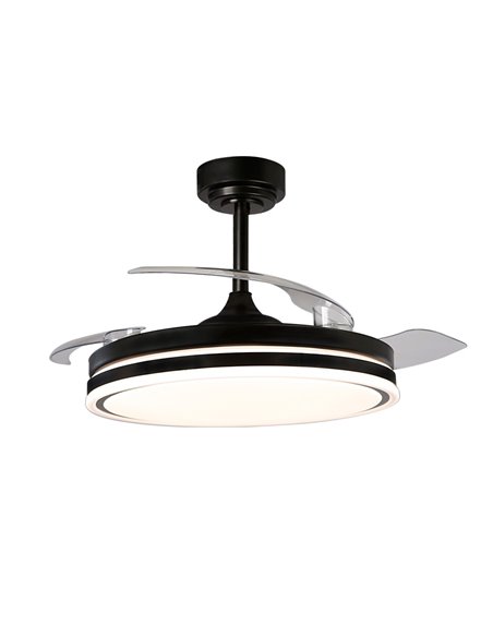 Ventilador LED aspas plegables Moss Negro 72W 7920Lm CCT Dim