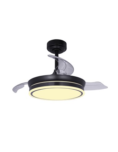 Ventilador LED aspas plegables Moss Mini Negro 46W 5520Lm CCT Dim
