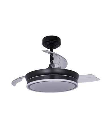 Ventilador LED aspas plegables Moss Mini Negro 46W 5520Lm CCT Dim