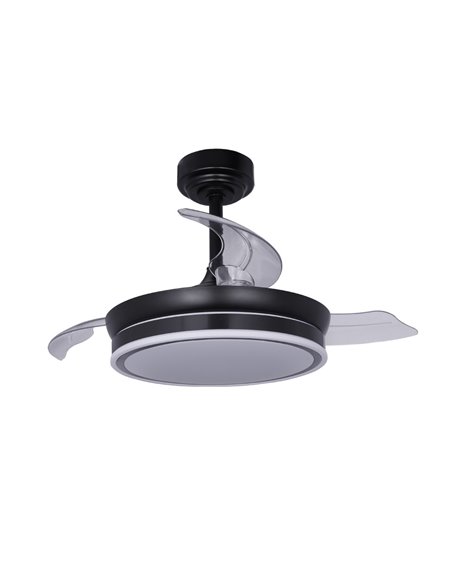 Ventilador LED aspas plegables Moss Mini Negro 46W 5520Lm CCT Dim