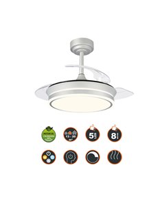 Ventilador LED aspas plegables Moss Mini Gris 46W 5520Lm CCT Dim 2