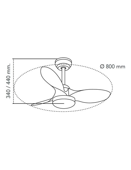Ventilador LED Stel Mini S Negro 20W 1900Lm CCT Dim