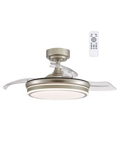 Ventilador LED aspas plegables Moss Mini Níquel 46W 5520Lm CCT Dim