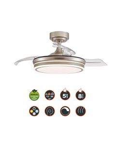 Ventilador LED aspas plegables Moss Mini Níquel 46W 5520Lm CCT Dim 2