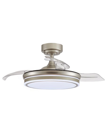 Ventilador LED aspas plegables Moss Mini Níquel 46W 5520Lm CCT Dim