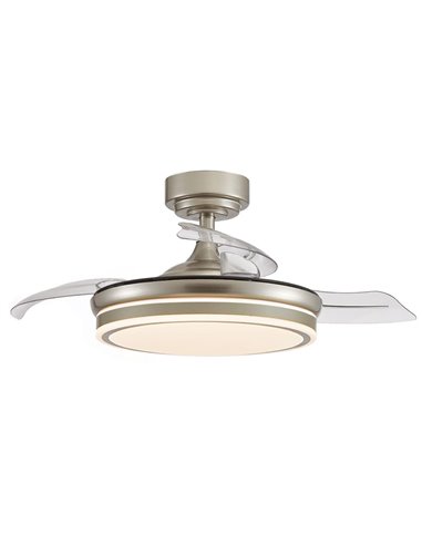 Ventilador LED aspas plegables Moss Mini Níquel 46W 5520Lm CCT Dim