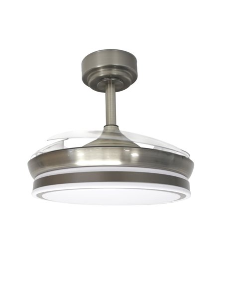 Ventilador LED aspas plegables Moss Mini Níquel 46W 5520Lm CCT Dim